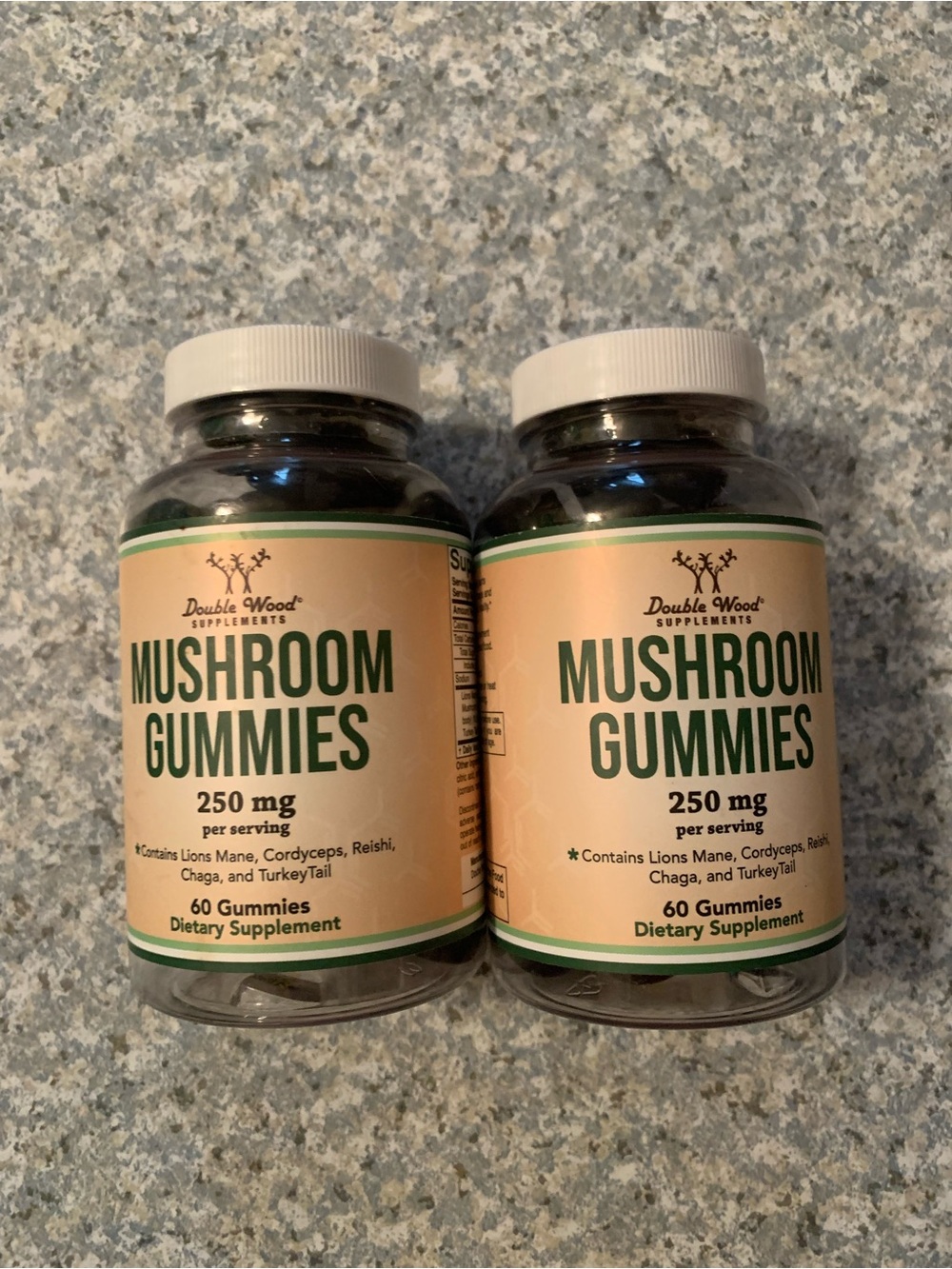 2 Double Wood Supplements Mushroom Gummies 250mg 60ct Non-GMO Gluten-Free